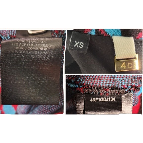 Anthropologie 4C Women's XS Geometric Red/Blue/Black Print Dress - Picture 3 of 7